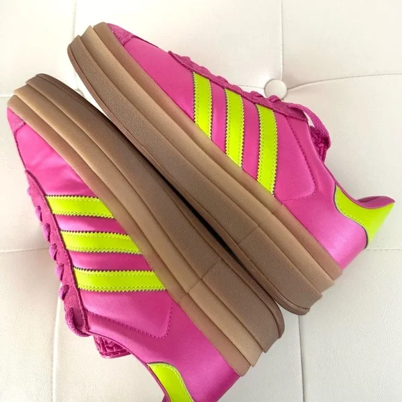 Adidas Gazelle Bold Neon Pink and Lime Sneakers - Picture 5 of 12